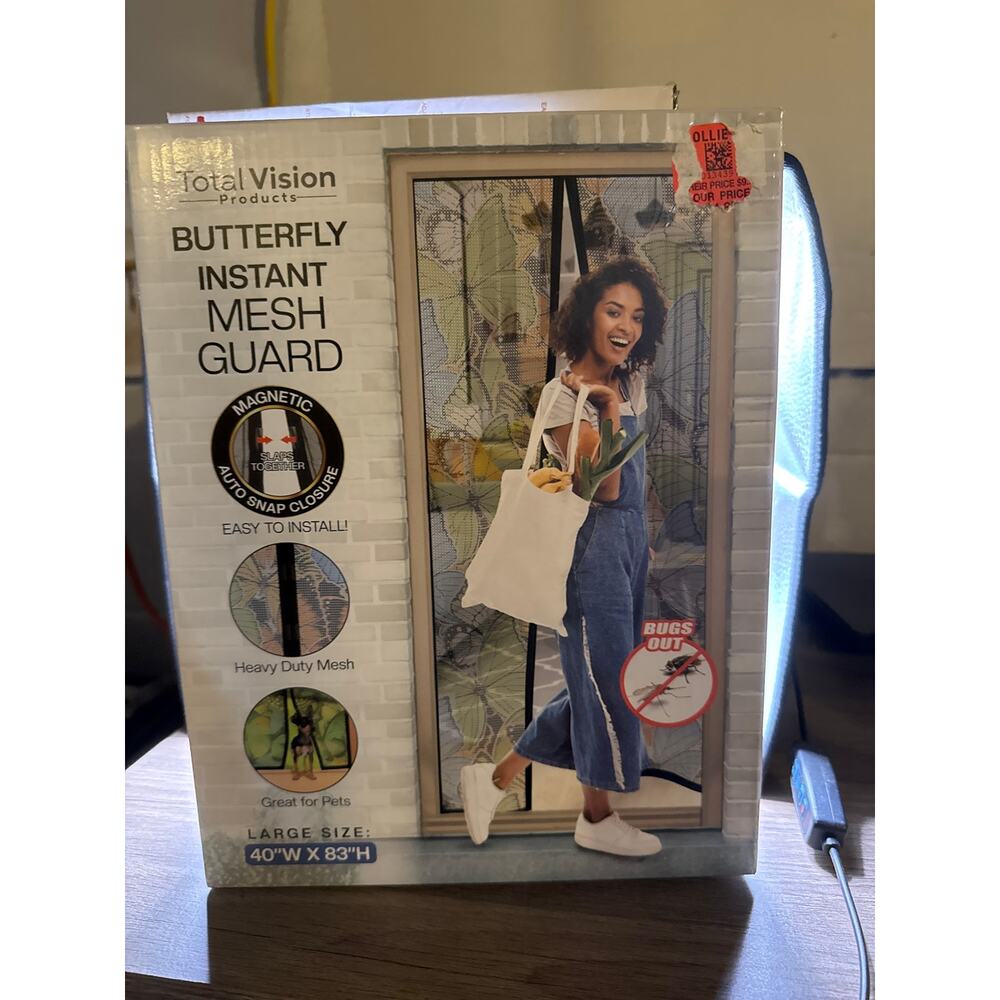 Total Vision Butterfly Instant Mesh Guard Magnetic Screen Door Large 40" x 83"